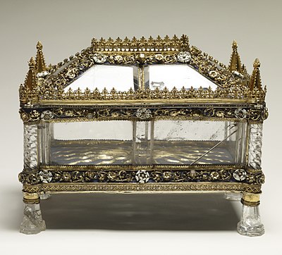 Burgundian reliquary in rock crystal, partially enamelled, late 15th century