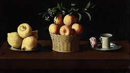 Plat avec citrons, panier avec oranges et tasse avec rose Vers 1633 (60 × 107 cm) Norton Simon Foundation, Los Angeles