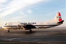 A Lockheed L-188 Electra in 1990 Fred Olsen Lockheed L-188CF.jpg