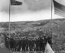 Détachement de la NWMP au col White, Yukon, lors de la dispute de la frontière de l'Alaska, 1899.