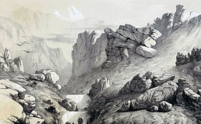 Eugène Flandin's 1840 drawing of Ganjnameh.