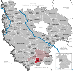 Läget för Gerolfingen i Landkreis Ansbach