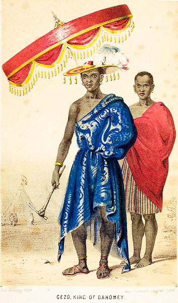King Ghezo displayed with a royal umbrella