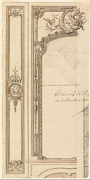 File:Gilles-Marie Oppenord - Design for Overmantel; recto, Plans of Moldings - Google Art Project.jpg