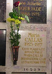 Gedenktafel am Urnengrab der Callas auf dem Friedhof Père Lachaise