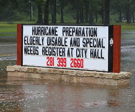 Hurricane Harvey warning sign