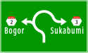 a. Pendahulu petunjuk jurusan pada persimpangan di depan (dua jalan nasional)