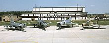 Historical aircraft assigned to the 113th Air Support Operations Squadron at Hulman Field. Shown is an F-16C (1991-2008), F-4C (1979-1987), F-4E (1987-1991) and an F-84F (1958-1971). Indiana ANG historic fighter aircraft at Terre Haute Apt 2008.jpg