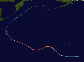 Storm track of Typhoon Ioke, showing recurvature off the Japanese coast in 2006 Ioke 2006 track.png