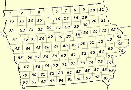 Map of counties numbered as in the National Atlas of the United States