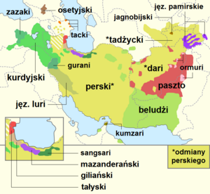 Mapa. Azja Zachodnia. Iran w centrum. Granice państw. Różnokolorowe obszary z podpisami