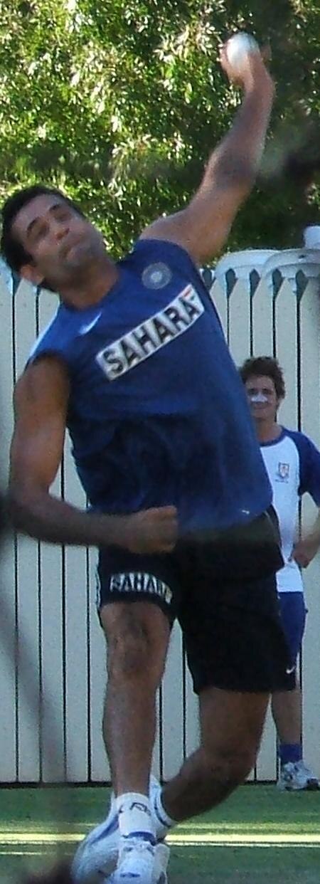 Pathan bowling in the nets.