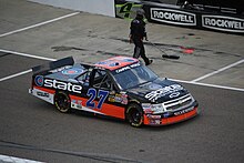 Burton's 2012 truck at Rockingham Speedway Jeb Burton Hillman Racing Chevrolet Rockingham 2012.jpg