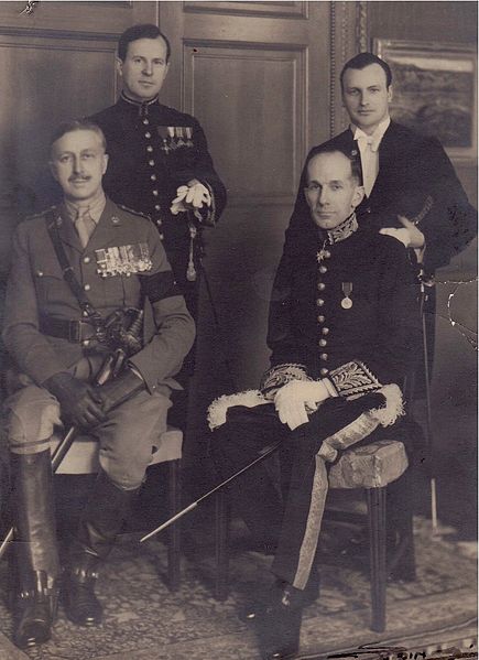 Pearson with John Ross McLean, Vincent Massey and Georges Vanier on 1 January 1938 at Canada House, London