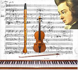 Первая страница автографа трио - кларнет, альт и портрет В.А.Моцарта