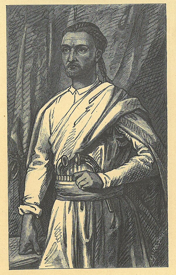 A portrait of Tewodros II from the German-born missionary, Johann Martin Flad, who was one of the European prisoners at Magdala