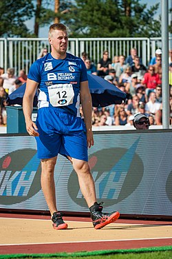 Joni Karvinen Jyväskylän Kalevan kisoissa vuonna 2018.