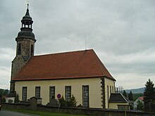 Blick auf die 1713 neu erbaute Waltersdorfer Kirche