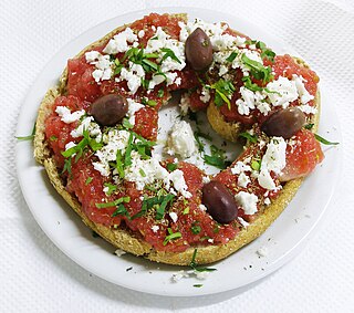 <span class="mw-page-title-main">Dakos</span> Greek cuisine starter