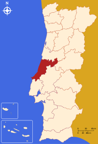 레이리아 현이 강조된 포르투갈 지도