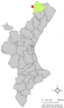 Розташування муніципалітету Олокау-дель-Рей у автономній спільноті Валенсія