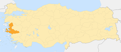 Разположение на Измир в Турция