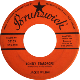<span class="mw-page-title-main">Lonely Teardrops</span> 1958 single by Jackie Wilson