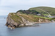 Lulworth Cove in Dorset, England in May 2021.