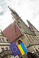 * Nomination Flags (European Union and Ukraine) at the Stadtweinhaus on Prinzipalmarkt in Münster, North Rhine-Westphalia, Germany --XRay 05:35, 5 March 2022 (UTC) * Promotion  Support Good quality -- Johann Jaritz 06:07, 5 March 2022 (UTC)