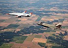 Luftbetankungstests mit der Boeing MQ-25 Stingray in der Nähe der Scott Air Force Base. Die Stingray ist eine in der Entwicklung befindliche Tarnkappendrohne der U.S. Navy zur Luftbetankung bemannter Flugzeuge vom Typ F/A-18E/F Super Hornet und F-35C. (Bild vom 13. September 2021) KW 07 (ab 13. Februar 2022)