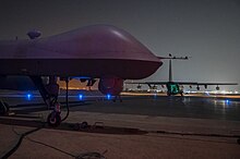 MQ-9 Reaper at a forward area refueling point (FARP) in December 2022 MQ-9 Reaper FARP (forward area refuelling point).jpg