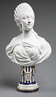 Madame du Barry, the bust in biscuit, the pedestal glazed, enamelled and gilt. Sèvres porcelain, 1772.[10]