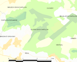 Mapa obce Villers-sous-Châtillon