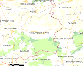 Mapa obce Torcé-Viviers-en-Charnie