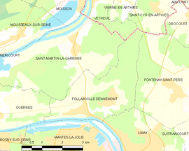 Mapa obce Follainville-Dennemont