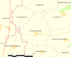 Mapa obce Authon-la-Plaine