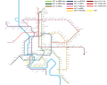 The transit diagram for Bangkok's rapid transit systems in use currently and under construction