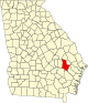 State map highlighting Tattnall County