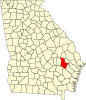 Map of Georgia highlighting Tattnall County Map of Georgia highlighting Tattnall County.svg