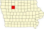 Map of Iowa highlighting Pocahontas County.svg