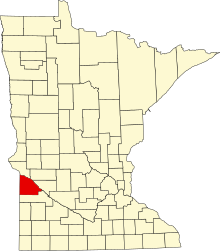 Location of Lac qui Parle County in Minnesota Map of Minnesota highlighting Lac qui Parle County.svg