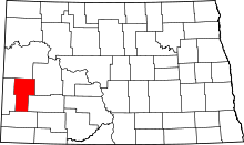Harta e Billings County në North Dakota