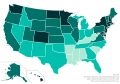 HDI map of the U.S. states in 2018