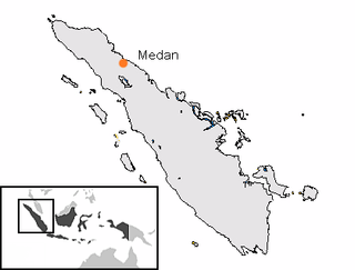 インドネシアにおけるメダンの位置の位置図