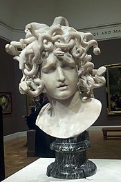 Medusa, ancient example of the monster girl trope, who is sometimes depicted as beautiful as well as fearsome Medusa by Bernini.jpg