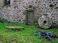 Old millstones at the mill Millstones at Aiket.JPG