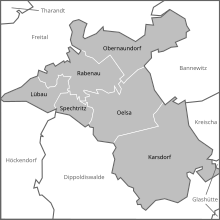 Stadtteile und umliegende Gemeinden von Rabenau