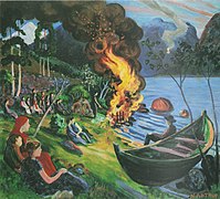 "St. Virkeligheden på jølstravatnet (lake)" (olie på lærred, 64x70 cm, 1909)