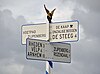 Even if you don't own a car or don't wish to use buses, the Veluwe is navigable on foot or by bike, though distances between towns are considerably larger than elsewhere in the Netherlands. Depicted is a historical ANWB interchange marker on the Posbank.