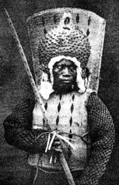 Photo of a Nauruan warrior during the Nauruan Civil War around 1880